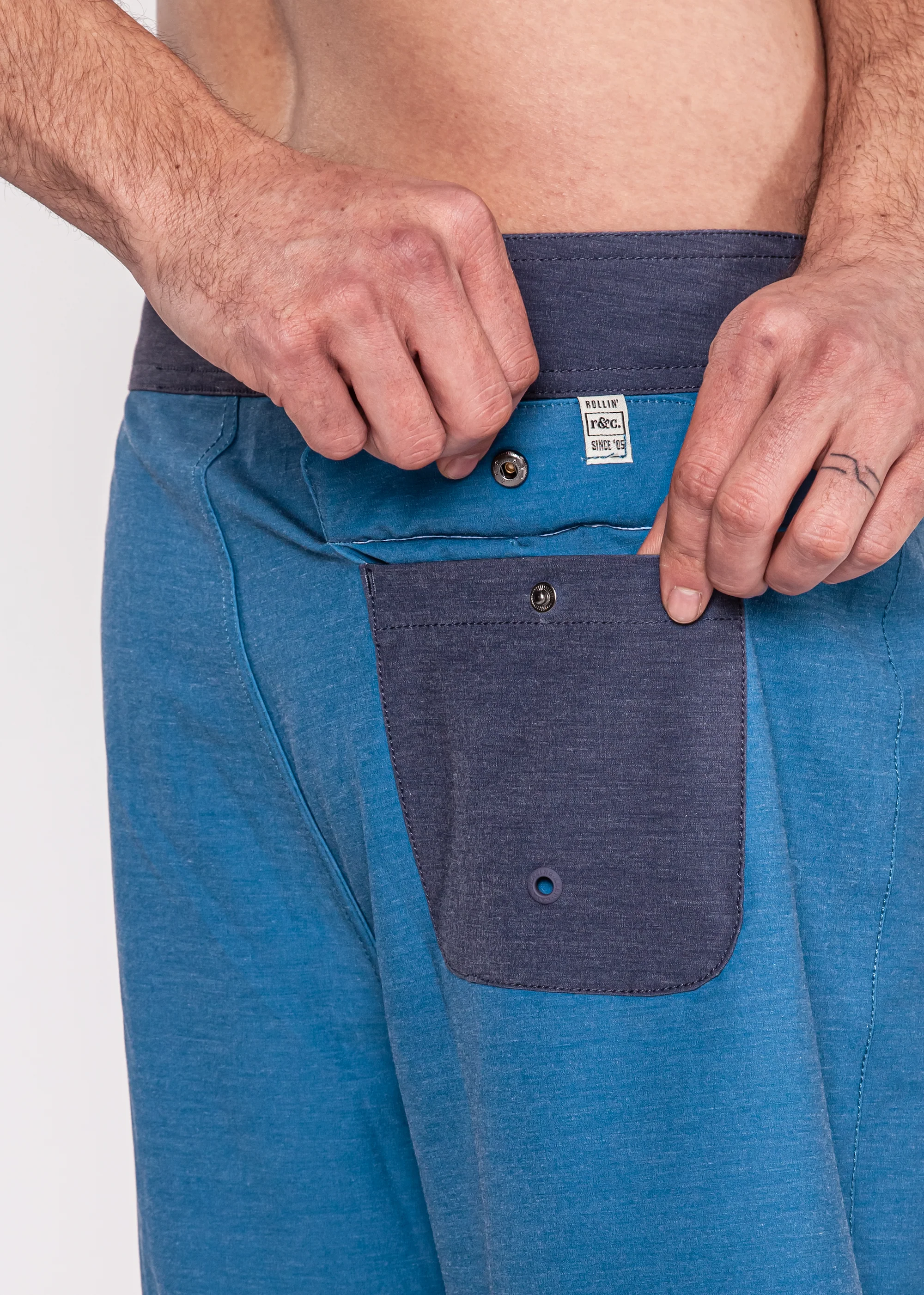 Traje de Baño Boardshort Nylon Solid Hombre - Celeste - Image 3