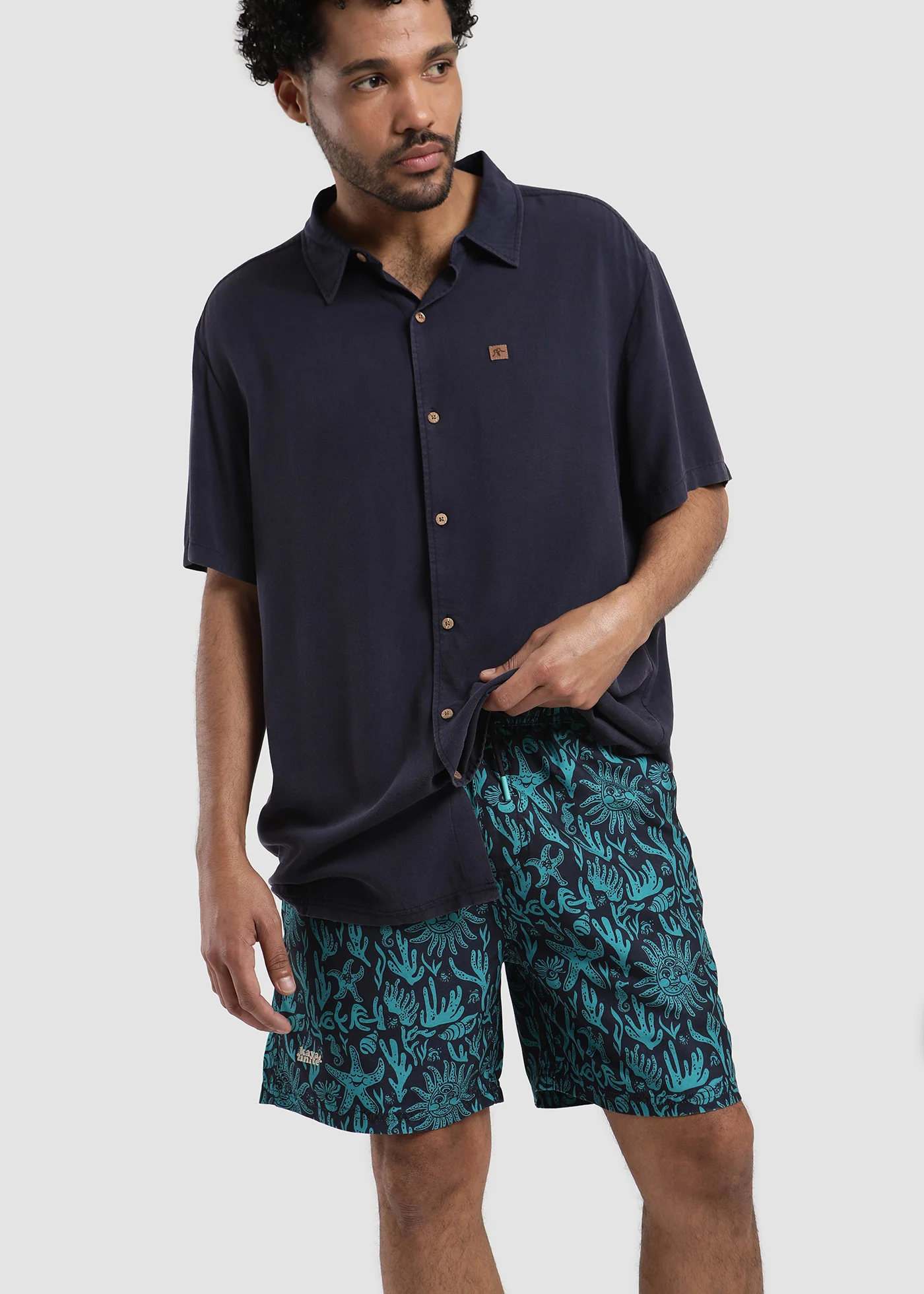 Traje de Baño Short Volley Nylon Ocean Hombre - Teal - Image 2
